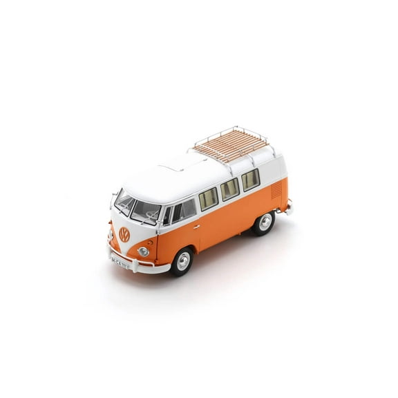 Schuco 1959 Volkswagen T1 Camper Bus Orange and White 1:18