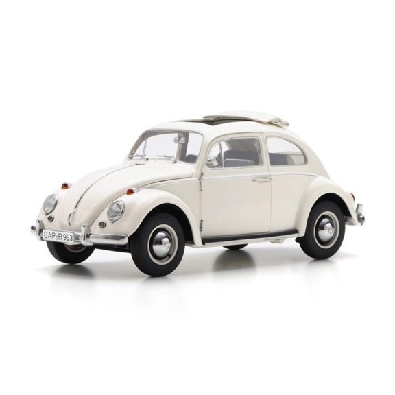 Schuco 1963 Volkswagen Beetle w/ Rollup Soft Top White 1:18