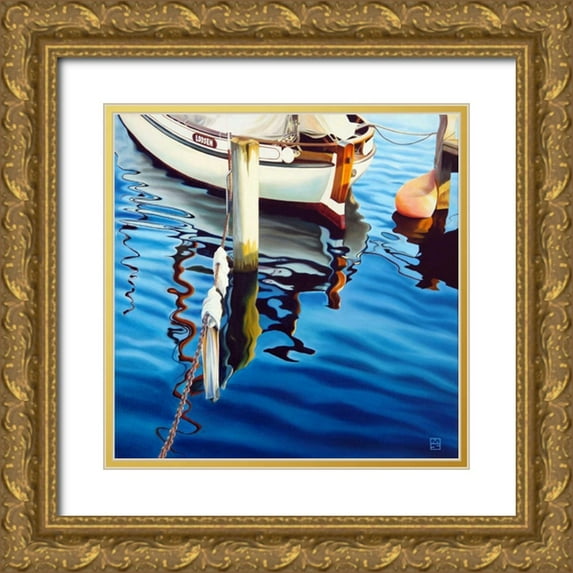 Schuh, Michael 12x12 Gold Ornate Wood Framed with Double Matting Museum Art Print Titled - Kastrup Reflections II