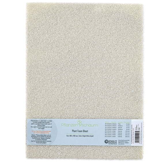 Schulcz Scale Model Plant Foam - White, Pkg of 2, Medium, 4 mm, 11-3/4" x 15-3/4"