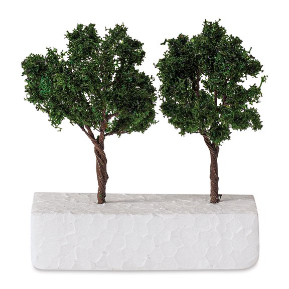 Schulcz Scale Model Trees - Leafy Tree, Metal Trunk, 70 mm, Pkg of 2