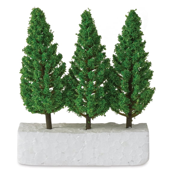 Schulcz Scale Model Trees - Leafy Tree, Plastic Trunk, 75 mm, Pkg of 3