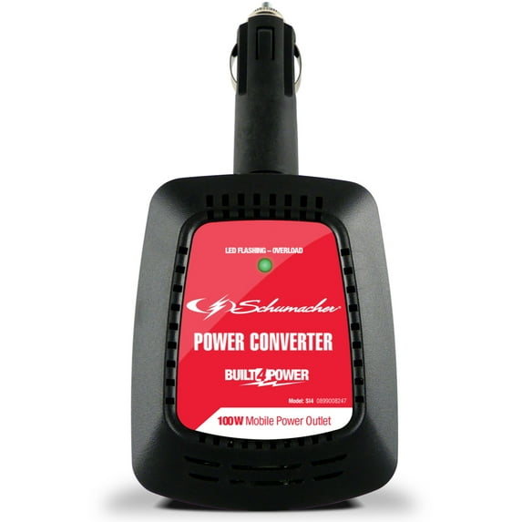 Schumacher DC to AC Power Inverter for Cars– 100W, AC/USB, 3 Foot Cable