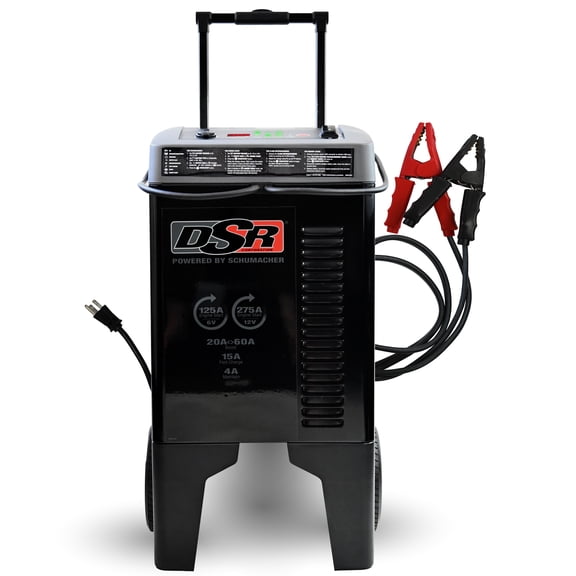 Schumacher Electric DSR Pro Wheeled Automatic 15A Heavy-Duty Car Battery Charger & 275A Engine Starter, For 12V Automotive & Marine Batteries, DSR122