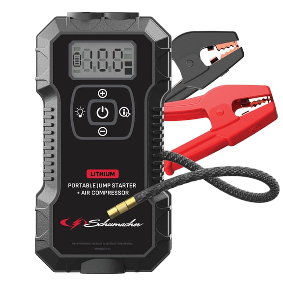 Schumacher Electric 1800A Lithium Car Battery Jump Starter and Power pack/Jump Box, Air Compressor, USB, 12V Sport, Auto, Marine Batteries, SL1686