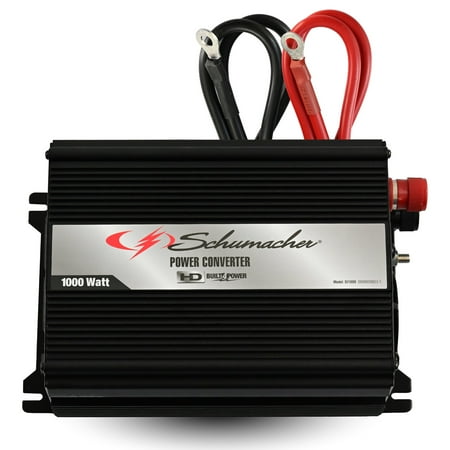 Schumacher Electric 1000 Continuous/2000 Peak Watt DC-to-AC Converter, 120V AC Outlets, USB, Modified Sine Wave, 12V Auto/Marine Batteries, SI1000