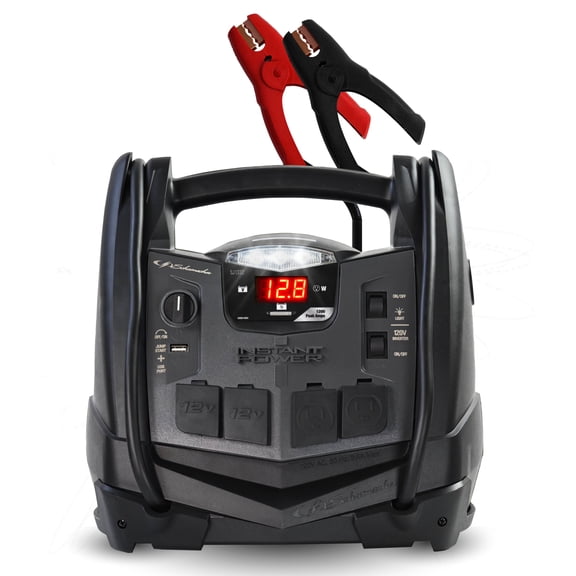 Schumacher Electric 1200A Car Battery Jump Starter and Portable Power Station, 150-PSI Compressor, 200 Continuous/400 Peak Watt Inverter, 12V, SJ1332