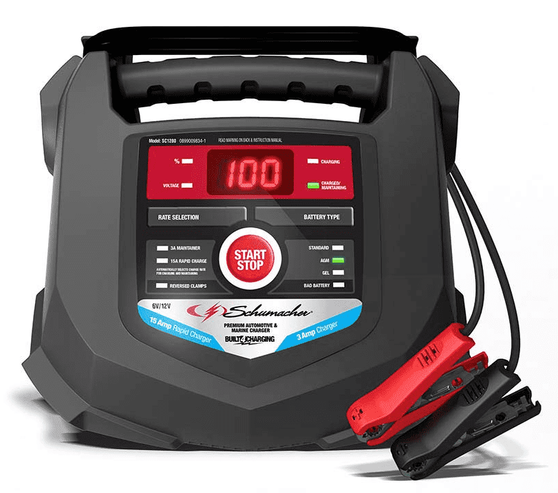 Schumacher Electric Car Battery Charger 12V/6V - 15A Rapid Battery Tender & Trickle Charger, Maintainer for Automobile & Marine Batteries (AGM/Gel/Deep Cycle) - SC1280