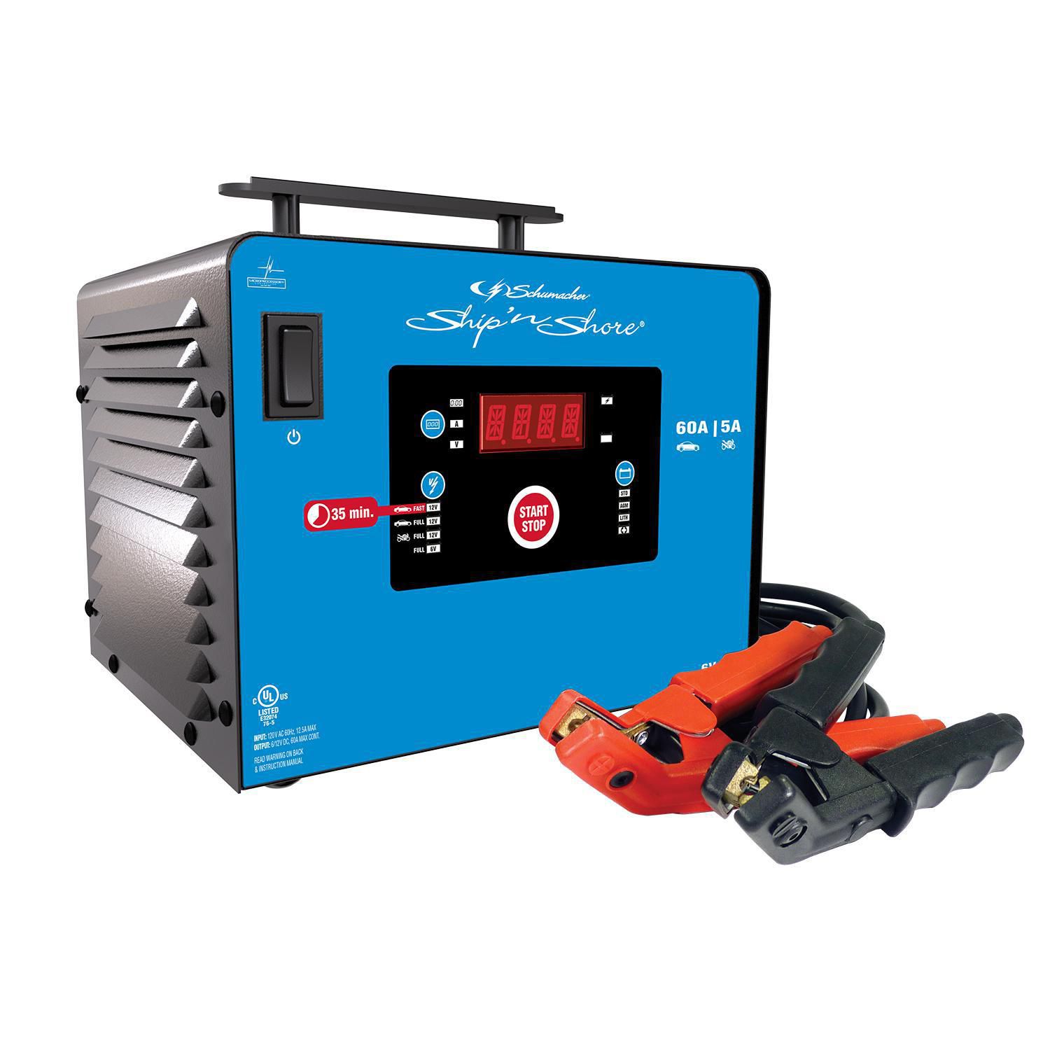 Schumacher Ship n Shore 60A 6V/12V Fully Automatic Battery Charger For Automotive and Marine