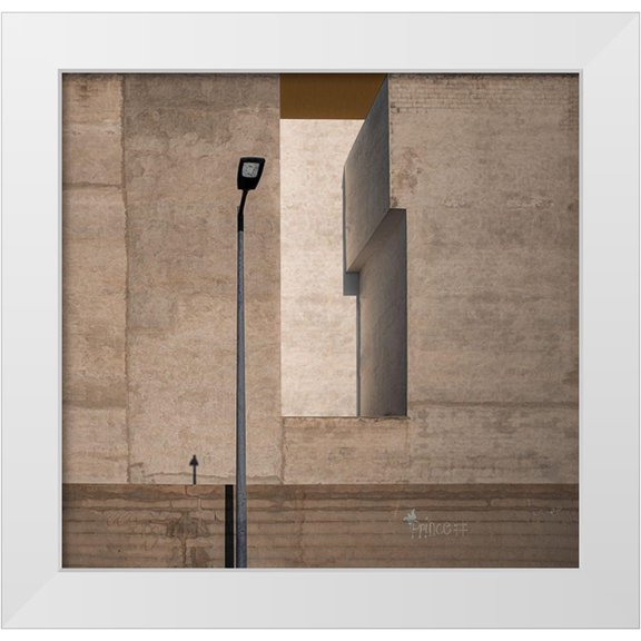 Schuster, Inge 12x12 White Modern Wood Framed Museum Art Print Titled - Street Lamp With Shadows