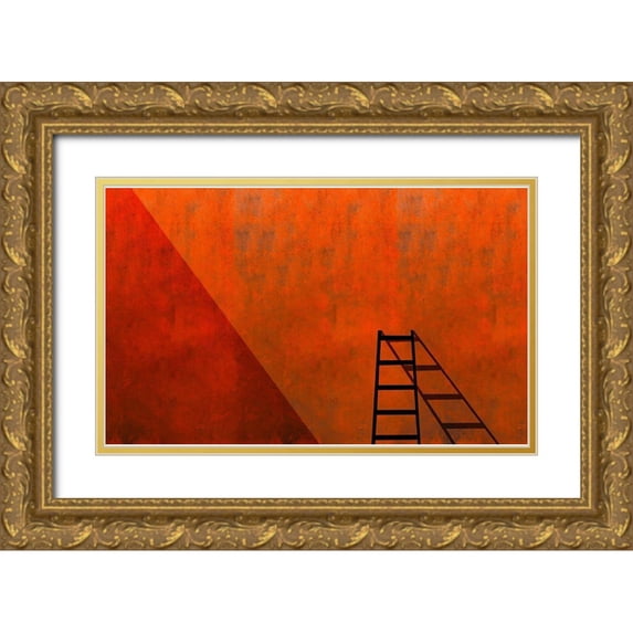 Schuster, Inge 14x10 Gold Ornate Wood Framed with Double Matting Museum Art Print Titled - A Ladder And Its Shadow