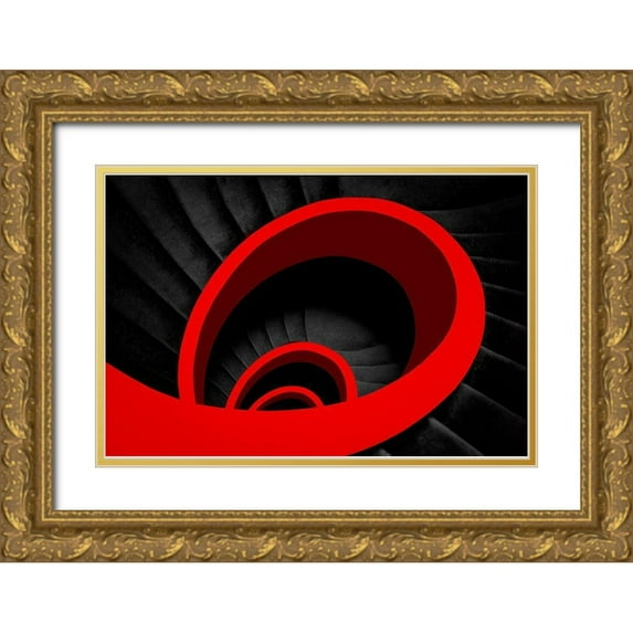 Schuster, Inge 18x13 Gold Ornate Wood Framed with Double Matting Museum Art Print Titled - A Red Spiral