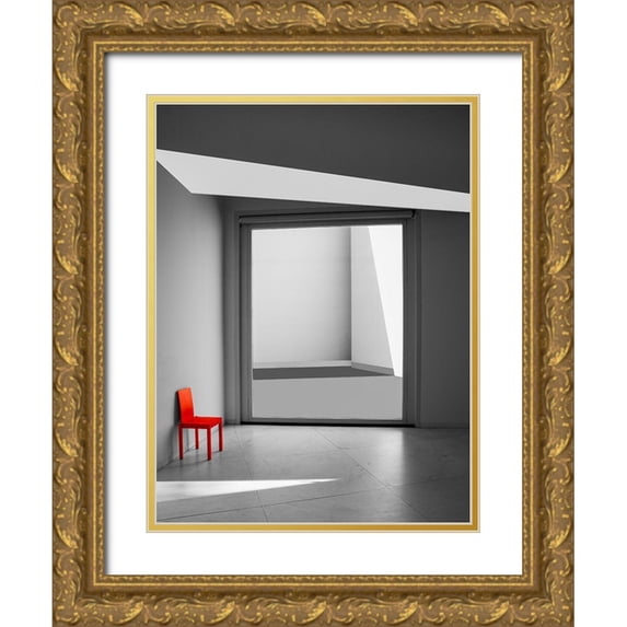 Schuster, Inge 25x32 Gold Ornate Wood Framed with Double Matting Museum Art Print Titled - The Red Chair