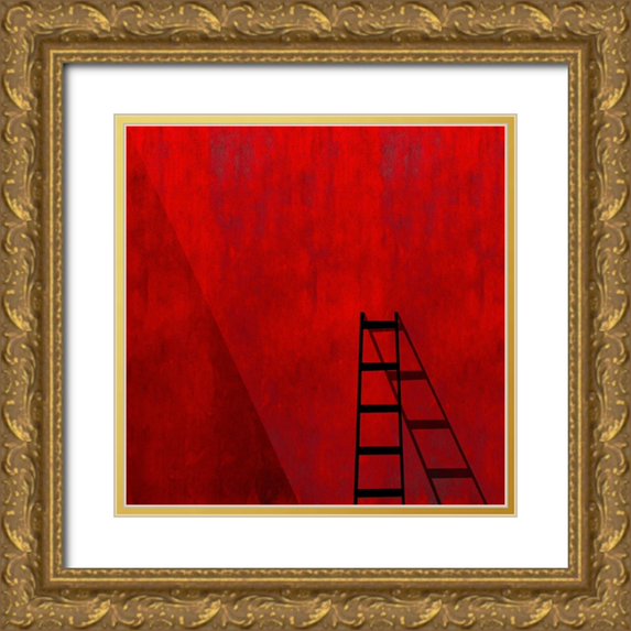Schuster, Inge 26x26 Gold Ornate Wood Framed with Double Matting Museum Art Print Titled - The Red Wall