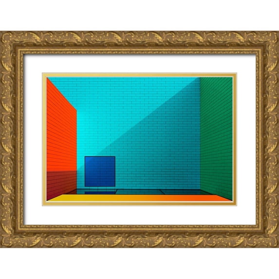 Schuster, Inge 32x23 Gold Ornate Wood Framed with Double Matting Museum Art Print Titled - Rainbow Colors