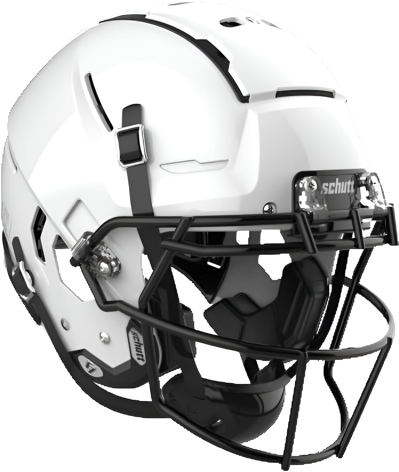 Schutt F7 VTD Adult Football Helmet with Carbon Steel Face Mask, White & Black, L