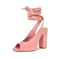 thumbnail image 1 of Schutz Archie Poppy Rose Pink Ankle Wrap Peep Toe High Heel Pumps Sandals Heels (Poppy Rose, 8.5), 1 of 2