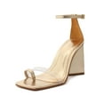 thumbnail image 1 of Schutz Avva Platina Gold Clear Vamp Buckled Strap Open Toe High Heel Sandals (Platina Gold, 5.5), 1 of 2
