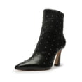 thumbnail image 1 of Schutz Belisa Black Leather Pointed Toe Zipper Heeled Womens Dress Ankle Booties (Black, 8), 1 of 3