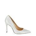 thumbnail image 1 of Schutz Caiola Prata Silver Glitter Leather Heeled Pointed Toe Dress Pump (7.5, Prata), 1 of 1