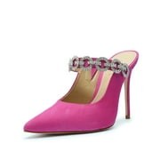 Schutz Elisah Pink Slip On Pointy Toe Embellished Upper High Stiletto Heel Pumps (Pink, 6.5)