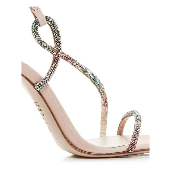 Schutz Gaela Nubuck Pink Slip On Embellished Buckle Strap High Heel Sandals (Acqua, 6.5)