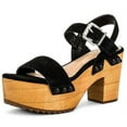 thumbnail image 1 of Schutz Gaylah Black Open Toe Buckle Ankle Strap Slingback Platform Sandals (Black, 9.5), 1 of 3