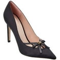 thumbnail image 1 of Schutz Gracia Satin Pointed toe Pump With Bow Black Stiletto Dress Pumps (7.5, Black), 1 of 3