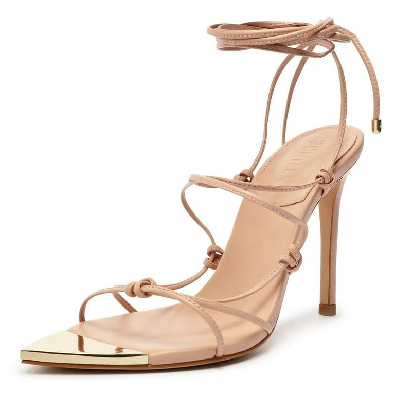 Schutz Hana Sweet Rose Tie Up Strappy Stiletto Heel Pointed Toe