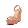 thumbnail image 1 of Schutz Hinata Nude Suede Wedge Platform Toasted Nut Nude Platform Wedge Sandal (Toasted Nut, 5), 1 of 5