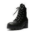 thumbnail image 1 of Schutz Jan Black Leather Lace Up  Block Heel Rounded Toe Womens Ankle Booties (Black, 5), 1 of 3