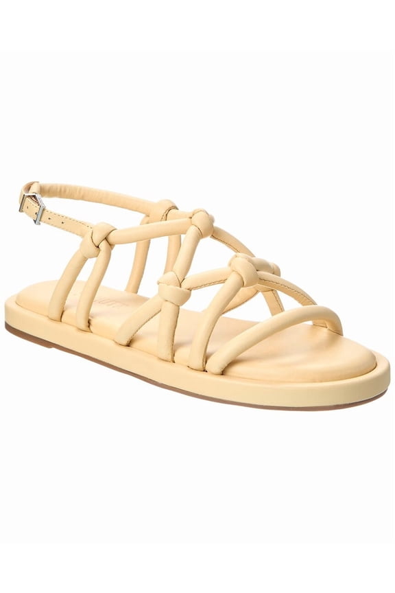 Schutz Janet Leather Flatform Sandal, 8, Tan