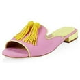 thumbnail image 1 of Schutz Jannis Flat Pink Open Toe Slip On Embellished Tassel Upper Flat Sandals (Club Ros, 9), 1 of 3