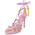 thumbnail image 1 of Schutz Jannis Nubuck Rosa Feminino Lace Up Pointed Toe High Heel Pumps Shoes (Club Rose, 6.5), 1 of 6