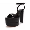 thumbnail image 1 of Schutz Kaila Black Leather Womens Platform Dress High Heeled Ankle Strap Sandals (Black, 7), 1 of 3