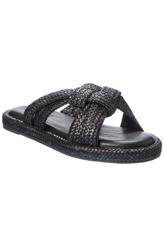 Schutz Kali Leather Flat, 8.5, Black