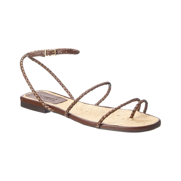 Schutz Kaya Leather Flat Sandal, 5, Brown
