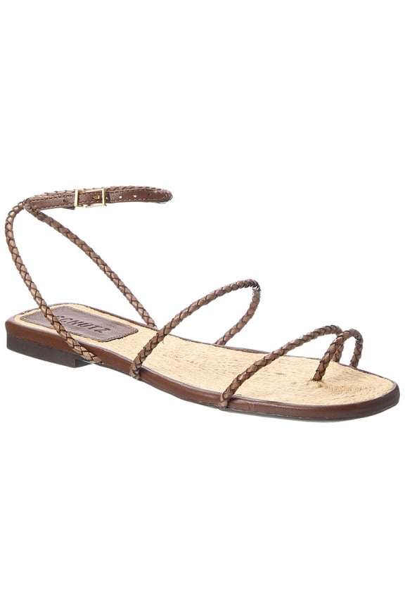 Schutz Kaya Leather Flat Sandal, 5, Brown