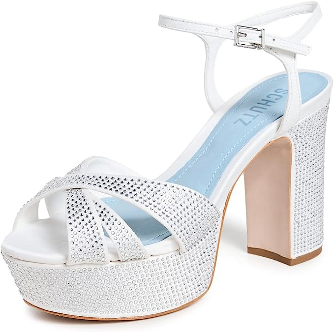 Schutz Keefa Crystal White Ankle Strap Open Toe Block Heel Platform Sandals (White, 8.5) - Walmart.com Schutz Keefa Crystal White Ankle Strap Open Toe Block Heel Platform Sandals (White, 8.5) - Walmart.com