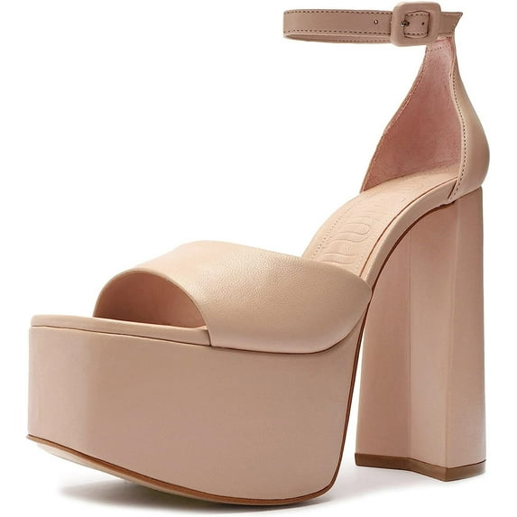 Schutz Lenne/Elsie Sweet Rose Ankle Strap Open Toe Block Heel Platform Sandals (Sweet Rose, 11)