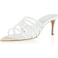 thumbnail image 1 of Schutz Lessie White Twisted Straps Slip On Open Toe Stiletto Mid Heel Sandals (White, 7.5), 1 of 6