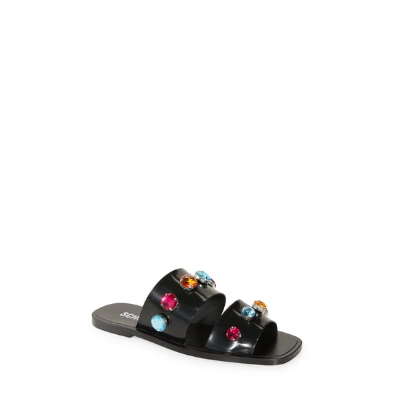 Schutz Lizzie Embellished Slide Sandals In Black