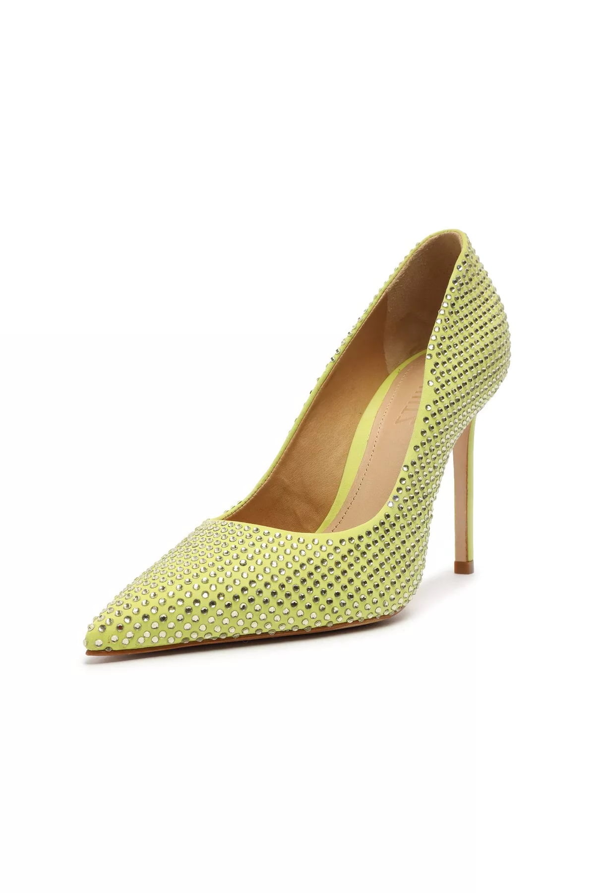 Schutz Lou Crystal Green Lime Rhinestones Slip On Pointed