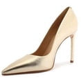 thumbnail image 1 of Schutz Lou Platina Slip On Pointed Toe Slimmed-Down Stiletto Heeled Pumps (Gold, 11), 1 of 1