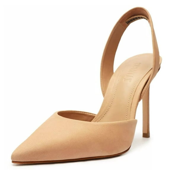 Schutz Lou Slingback Pointed Toe Stiletto Heeled Fashion Leather Classic Pumps (New Peach, 9.5)