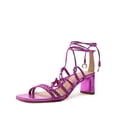 thumbnail image 1 of Schutz Lunah Mid Bright Violet Strappy Lace Up Open Toe Mid Block Heel Sandals (Bright Violet, 7.5), 1 of 6