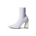 thumbnail image 1 of Schutz Marila White Pull On Stretchy Block Heel Pointed Toe Fashion Mesh Boots (White, 9), 1 of 5