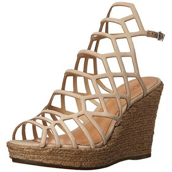 Schutz Marilyn Oyster Caged Espadrille Ankle Strap Wedge Platform Heel Sandals (9.5)