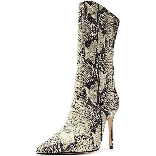 Schutz Mary Natural Snake Side Zipper Pointed Toe Stiletto Heel Ankle ...