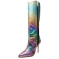 thumbnail image 1 of Schutz Maryana Rainbow Light Snake Embossed Pointed Toe High Heel Tall Boots (Rainbow Light, 6), 1 of 6